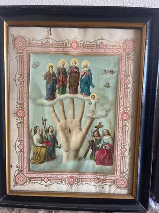 Litografía Antigua La Mano Poderosa Enmarcada