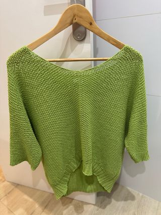 Jersey verde punto fino oversize