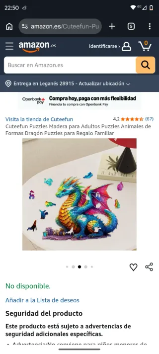 Puzzle Madera Dragón A3