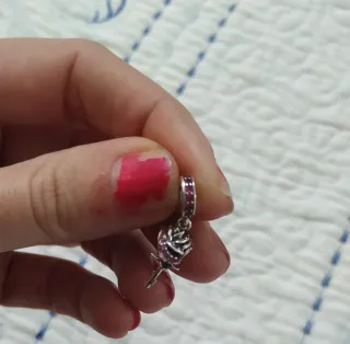 Charm Flor Rosa de Plata pulsera Pandora o collar