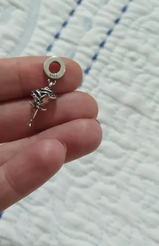 Charm Flor Rosa de Plata pulsera Pandora o collar