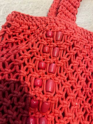 Bolso Oysho Macramé Rojo