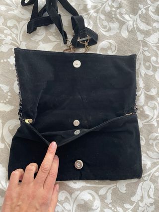 Bolso de fiesta lentejuelas negro y plateado
