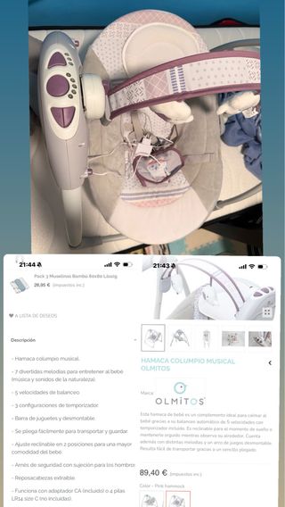 Hamaca Columpio Musical Olmitos