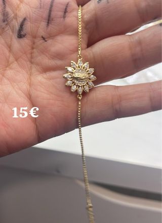 Pulsera dorada 14K laminado floral
