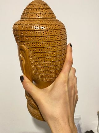 Grande Testa di Buddha in Legno