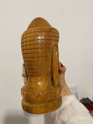 Grande Testa di Buddha in Legno