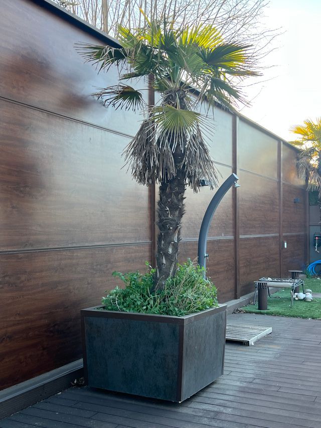 Palmera con maceta de obra Urbatek