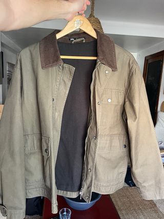 Cazadora Zara estilo Barbour verde/marrón