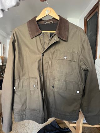 Cazadora Zara estilo Barbour verde/marrón