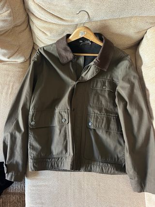 Cazadora Zara estilo Barbour verde/marrón