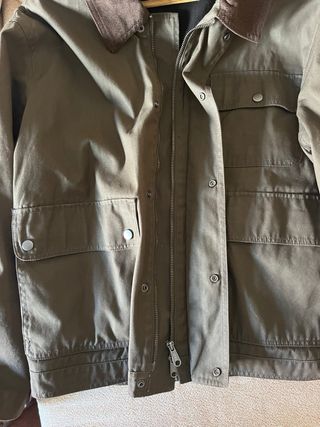 Cazadora Zara estilo Barbour verde/marrón