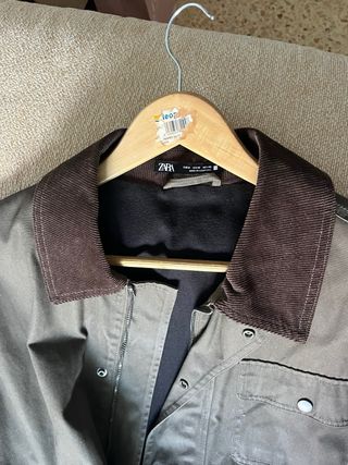 Cazadora Zara estilo Barbour verde/marrón