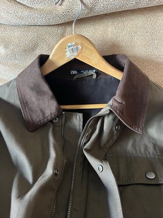 Cazadora Zara estilo Barbour verde/marrón