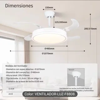 Ventilador Techo 6 Velocidades con Lámpara