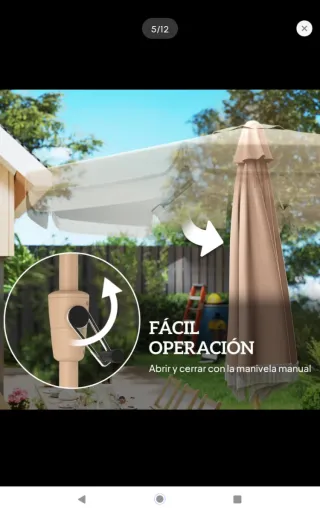 Sombrilla de jardín beige con flecos