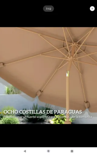 Sombrilla de jardín beige con flecos