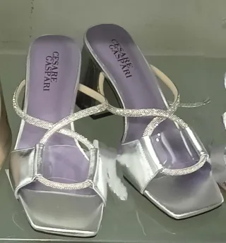 Sandalias Cesare Gaspari Plateadas Talla 37
