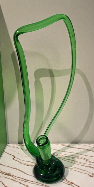 Coppia Vasi Scultorei Vetro Verde