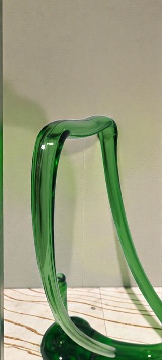 Coppia Vasi Scultorei Vetro Verde