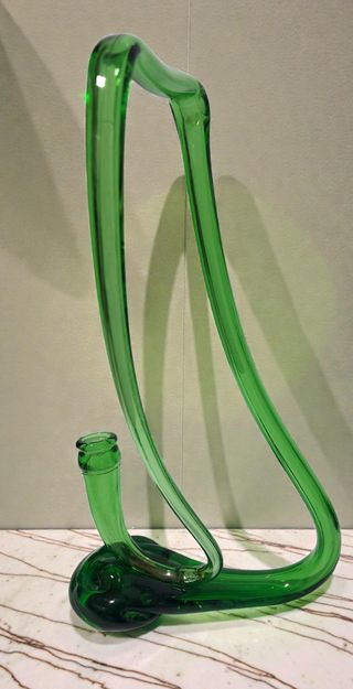 Coppia Vasi Scultorei Vetro Verde