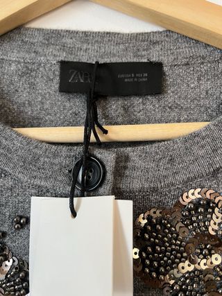Cardigan Zara Gris con Lentejuelas