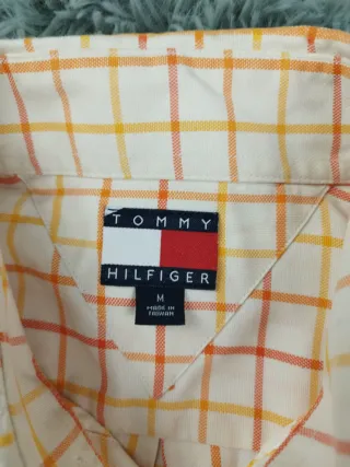 Camisa Tommy Hilfiger cuadros naranja y blanco