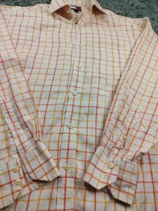 Camisa Tommy Hilfiger cuadros naranja y blanco