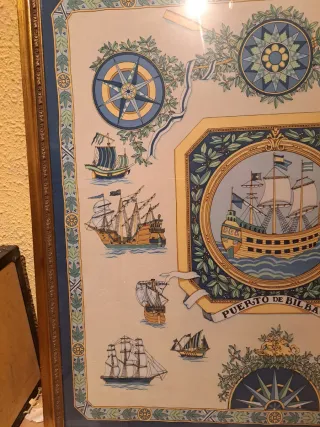 Cuadro Pañuelo Seda Puerto de Bilbao