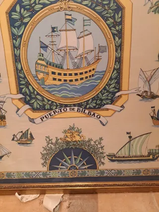 Cuadro Pañuelo Seda Puerto de Bilbao