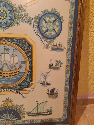Cuadro Pañuelo Seda Puerto de Bilbao