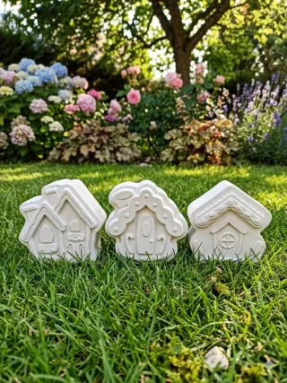 Confezione da 3 casette decorative da giardino Hansel e Gretel