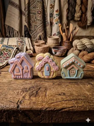 Confezione da 3 casette decorative da giardino Hansel e Gretel