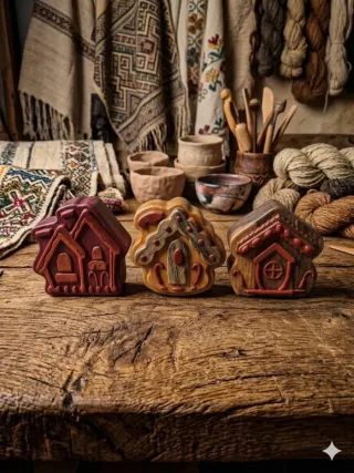 Confezione da 3 casette decorative da giardino Hansel e Gretel