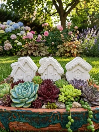 Confezione da 3 casette decorative da giardino Hansel e Gretel