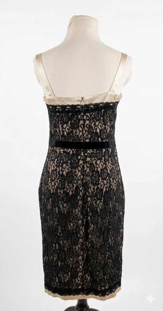 Vestido Cóctel Encaje Negro y Satén Easy Wear