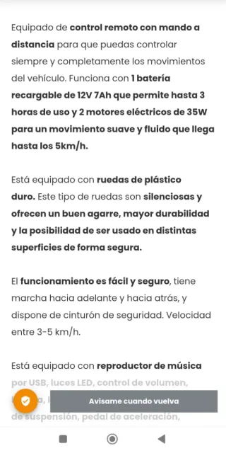 Coche Eléctrico Jeep 2 Plazas Naranja