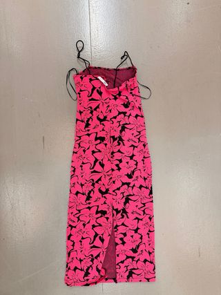 Vestido Zara floral rosa y negro