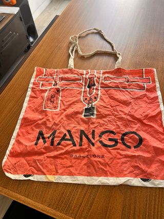 Bolsa Mango Vintage rosa claro y Blanca