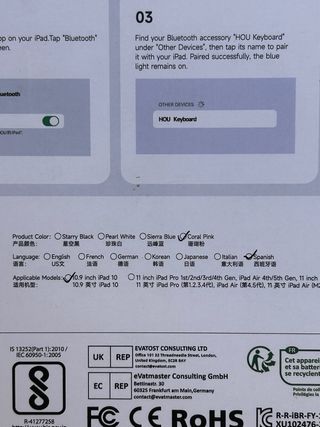 HOU funda Teclado iPad A16 11gen 2025 rosa Ñ