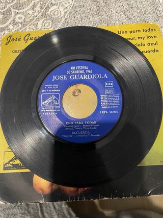 Vinilo 45rpm José Guardiola Sanremo 1963