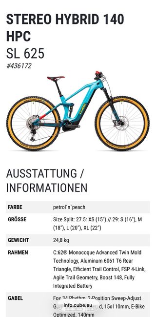 Bicicleta Eléctrica Cube STEREO HYBRID 140 HPC SL