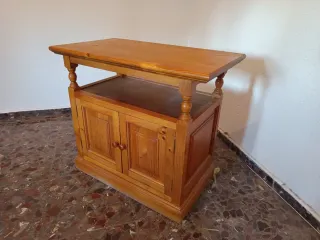 Conjunto rústico: mesa, 6 sillas y mueble TV