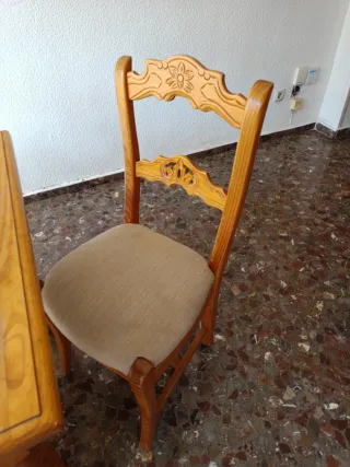 Conjunto rústico: mesa, 6 sillas y mueble TV