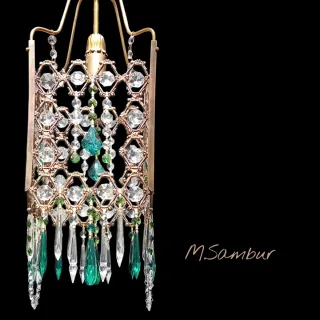 Lampadario vintage anni '70 oro e cristalli