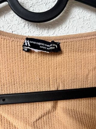 Top Zara Beige Manga Corta