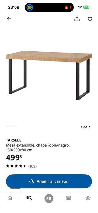 Mesa comedor extensible y 4 sillas