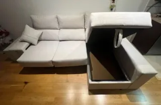 Sofá chaise longue L 265cm beige