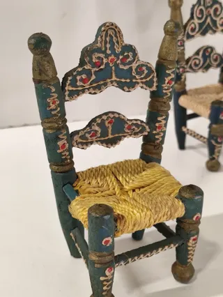 2 Sedie Andaluse in Miniatura per Bambole
