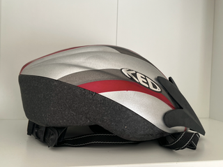 casco bicicleta ciclismo gris rojo talla M